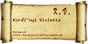 Korényi Violetta névjegykártya